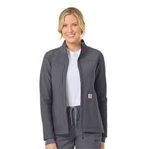 Women Scrub Jacket Modern Fit Bonded Fleece Workwear Medical Nurse Doctor Coat